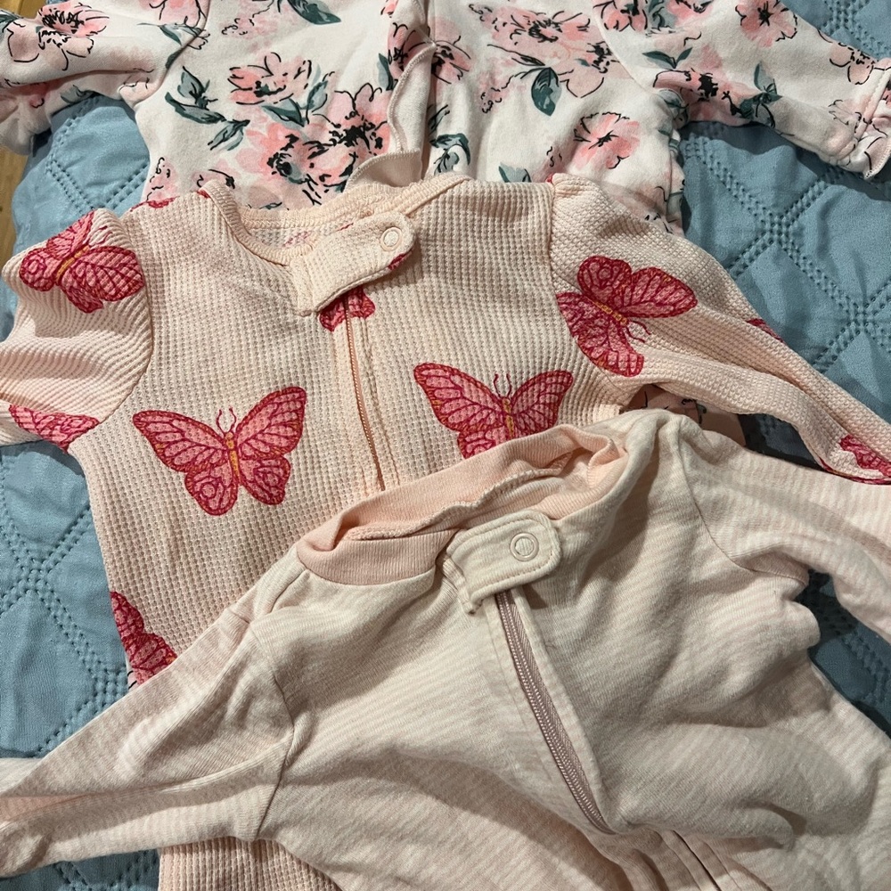 Pink Baby Onesies with Butterfly Design